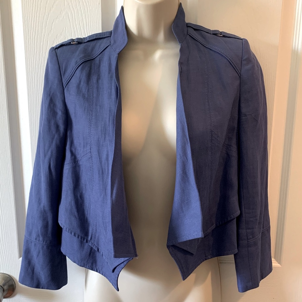 White House Black Market 00 Blazer Jacket Blue with Detail Stitching